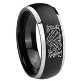 8mm Celtic Dog Dome Brushed Black 2 Tone Tungsten Personalized Ring