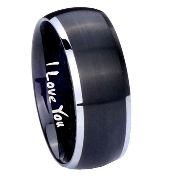 8mm-I-Love-You-Dome-Brushed-Black-2-Tone-Tungsten-Carbide-Wedding-Bands-Ring