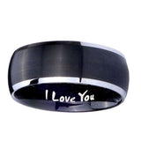 8mm-I-Love-You-Dome-Brushed-Black-2-Tone-Tungsten-Carbide-Wedding-Bands-Ring