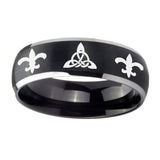 8mm-Celtic-Triangle-Fleur-De-Lis-Dome-Brushed-Black-2-Tone-Tungsten-Promise-Ring