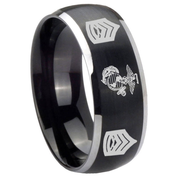 8mm-Marine-Army-Sergeant-Dome-Brushed-Black-2-Tone-Tungsten-Carbide-Engagement-Ring