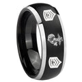 8mm Marine Army Sergeant Dome Black 2 Tone Tungsten Ring