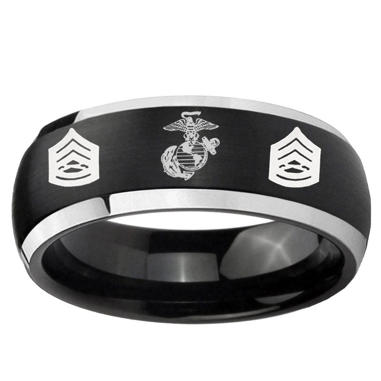 5mm Marine Army Sergeant Dome Black 2 Tone Tungsten Ring