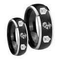 Marine Army Sergeant Dome Brushed Black 2 Tone Tungsten His and Hers