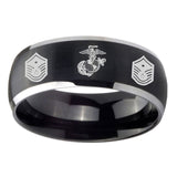 8mm-Marine-Chief-Master-Sergeant--Dome-Brushed-Black-2-Tone-Tungsten-Rings-for-Men