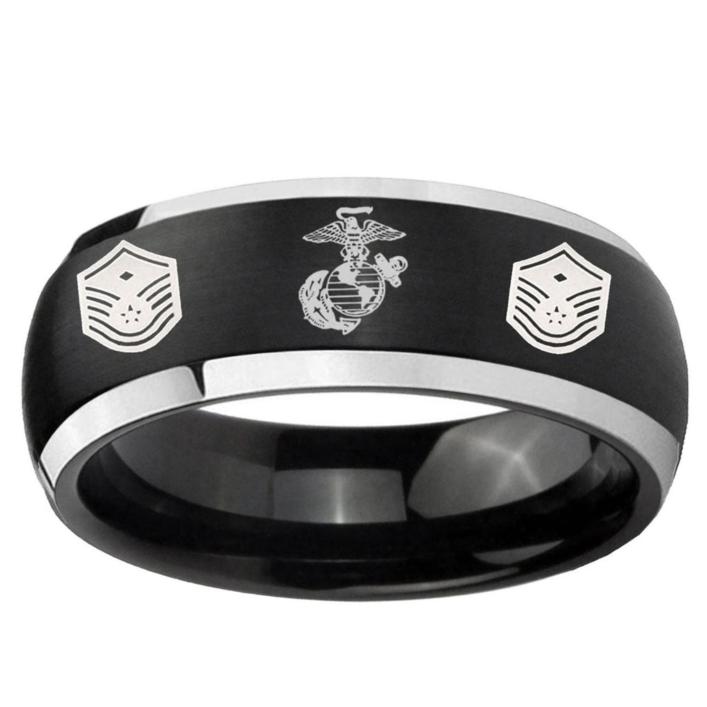 5mm Marine Chief Master Sergeant Dome Black 2 Tone Tungsten Ring