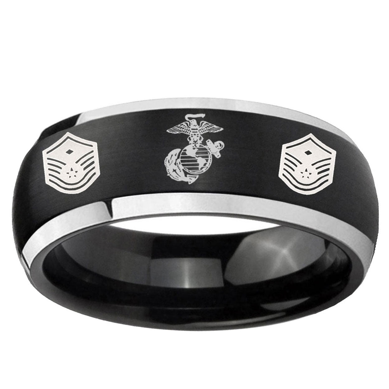5mm Marine Chief Master Sergeant Dome Black 2 Tone Tungsten Ring