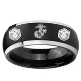5, 8mm Marine Chief Master Sergeant Dome Brushed Black 2 Tone Tungsten Rings for Men