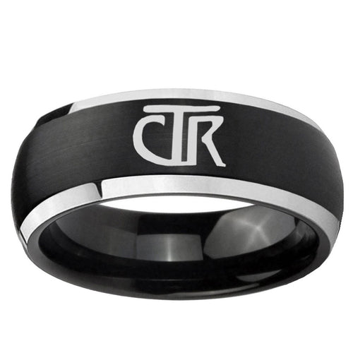 5mm CTR Dome Brushed Black 2 Tone Tungsten Ring for Men