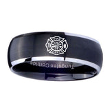 8mm-Fire-Department-Dome-Brushed-Black-2-Tone-Tungsten-Carbide-Rings-for-Men