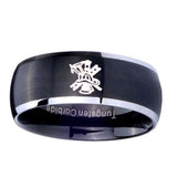 8mm-Fireman-Dome-Brushed-Black-2-Tone-Tungsten-Carbide-Wedding-Bands-Ring