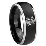 8mm Fireman Dome Brushed Black 2 Tone Tungsten Carbide Wedding Bands Ring