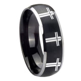 8mm-Multiple-Christian-Cross-Dome-Brushed-Black-2-Tone-Tungsten-Promise-Ring