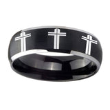8mm-Multiple-Christian-Cross-Dome-Brushed-Black-2-Tone-Tungsten-Promise-Ring