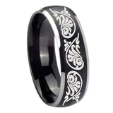 8mm-Etched-Tribal-Pattern-Dome-Brushed-Black-2-Tone-Tungsten-Wedding-Band-Mens