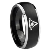 8mm Pester Master Masonic Dome Brushed Black 2 Tone Tungsten Anniversary Ring