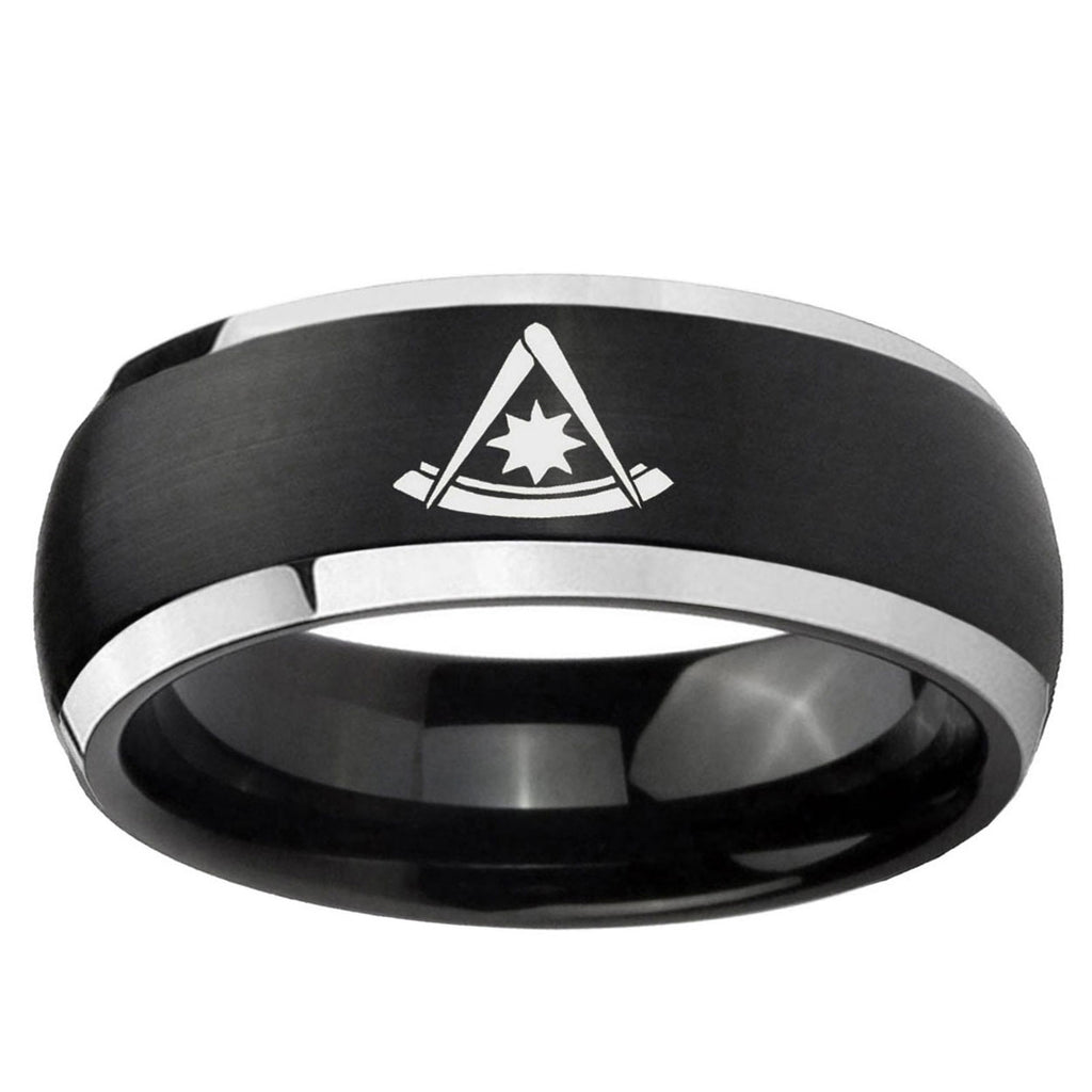 5mm Pester Master Masonic Dome Black 2 Tone Tungsten Ring