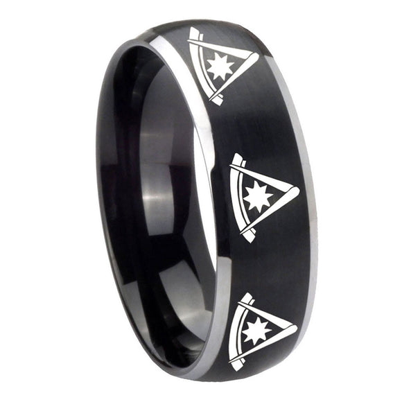 8mm-Multiple-Pester-Master-Masonic-Dome-Brushed-Black-2-Tone-Tungsten-Men's-Ring