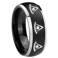 8mm Multiple Pester Master Masonic Dome Black 2 Tone Tungsten Ring