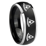 His Hers Multiple Pester Master Masonic Dome Brushed Black 2 Tone Tungsten Mens Band Set