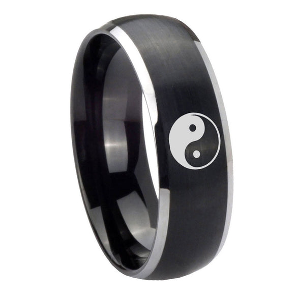 8mm-Yin-Yang-Dome-Brushed-Black-2-Tone-Tungsten-Carbide-Mens-Ring-Engraved