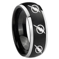 8mm Multiple Flash Dome Brush Black Wedding Bands Tungsten