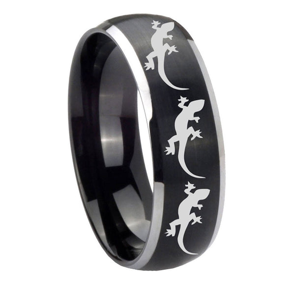 8mm-Multiple-Lizard-Dome-Brushed-Black-2-Tone-Tungsten-Carbide-Anniversary-Ring