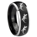 8mm Multiple Lizard Dome Brushed Black 2 Tone Tungsten Ring