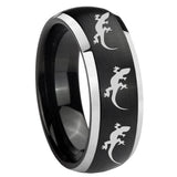 His Hers Multiple Lizard Dome Brushed Black 2 Tone Tungsten Custom Ring Set