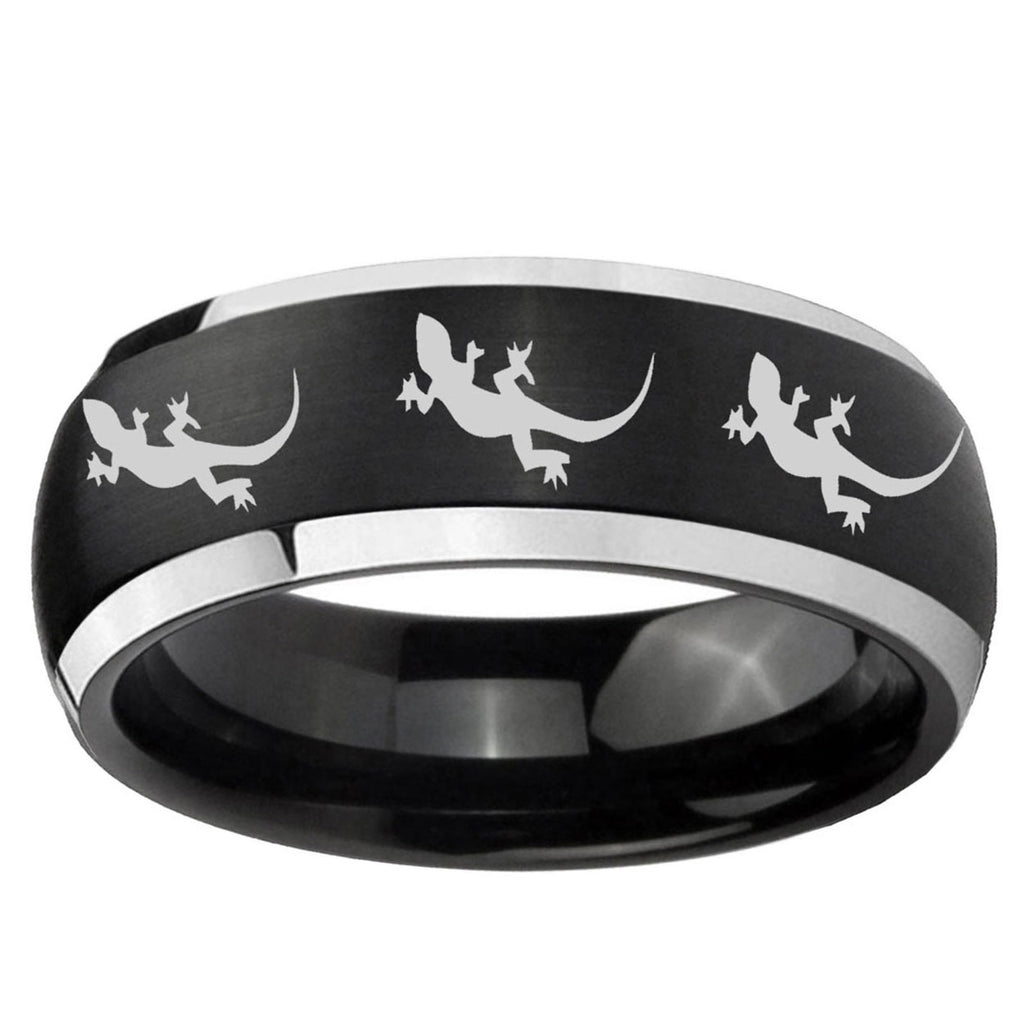 5mm Multiple Lizard Dome Brushed Black 2 Tone Tungsten Ring