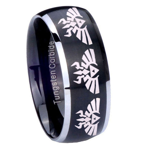 8mm-Multiple-Zelda-Skyward-Sword-Dome-Brushed-Black-2-Tone-Tungsten-Mens-Ring