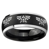 5, 8mm Multiple Zelda Skyward Sword Dome Brushed Black 2 Tone Tungsten Mens Ring
