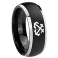 8mm Anchor Dome Brushed Black 2 Tone Tungsten Promised Ring