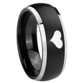 8mm Heart Dome Brushed Black 2 Tone Tungsten Promised Ring