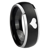 His and Hers Heart Dome Brushed Black 2 Tone Tungsten Mens Ring Engraved Set