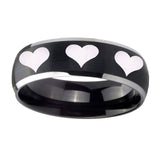 8mm-Multiple-Heart-Dome-Brushed-Black-2-Tone-Tungsten-Mens-Anniversary-Ring