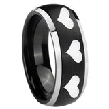 His Hers Multiple Heart Dome Brushed Black 2 Tone Tungsten Men's Bands Ring Set