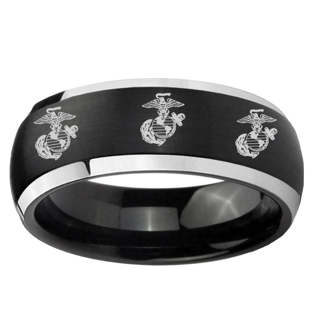 5mm Multiple Marine Dome Brushed Black 2 Tone Tungsten Bands