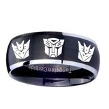 8mm-Transformers-Autobot-Decepticon-Dome-Brushed-Black-2-Tone-Tungsten-Men's-Band-Ring