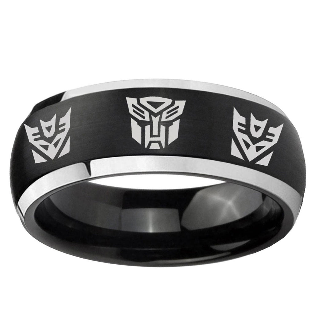 5mm Transformers Autobot Decepticon Dome Black 2 Tone Tungsten Ring