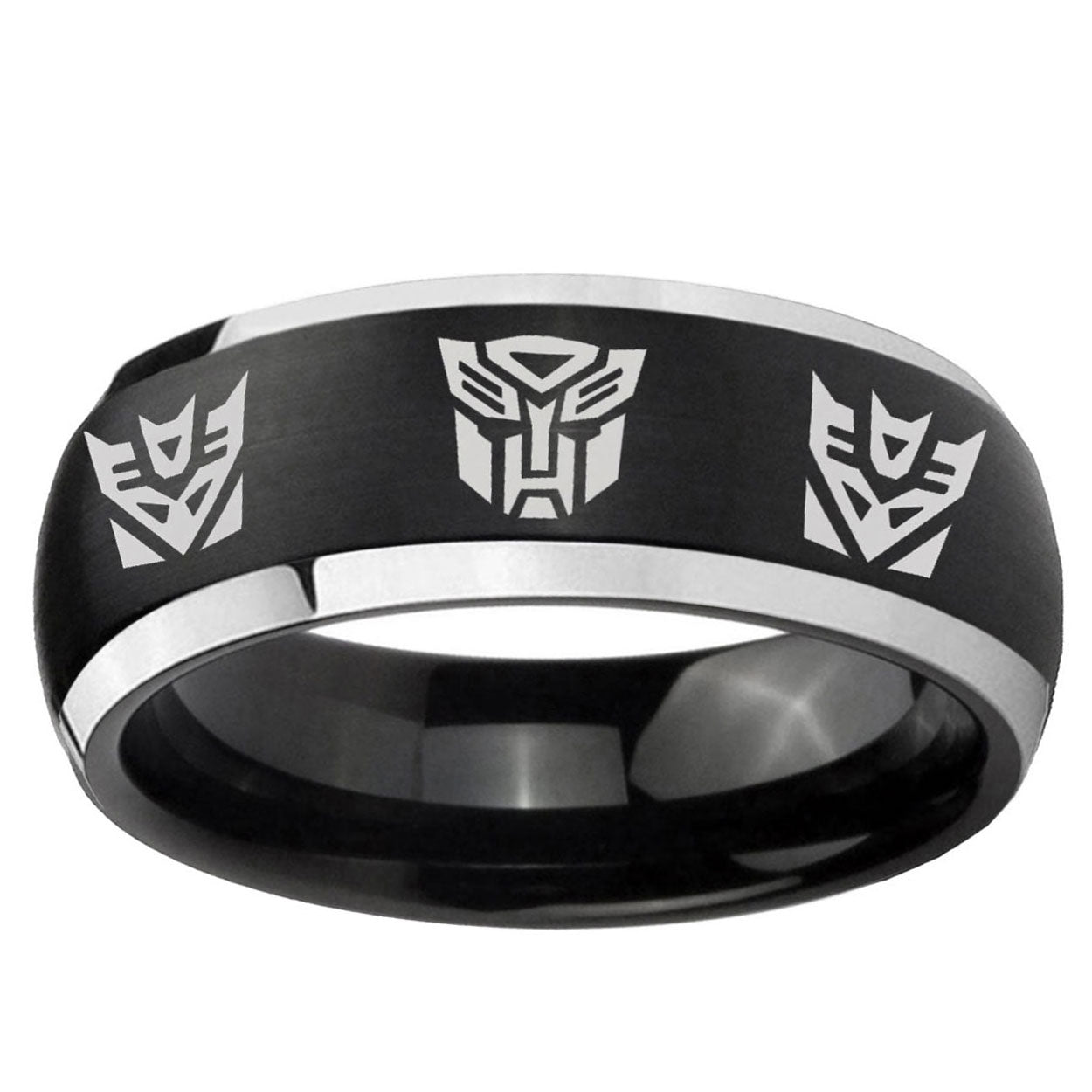 5mm Transformers Autobot Decepticon Dome Black 2 Tone Tungsten Ring