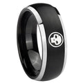 8mm Skull Dome Brushed Black 2 Tone Tungsten Engraved Ring