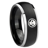 8mm Skull Dome Brushed Black 2 Tone Tungsten Carbide Wedding Engraving Ring