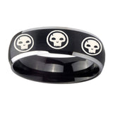 8mm-Multiple-Skull-Dome-Brushed-Black-2-Tone-Tungsten-Mens-Engagement-Ring