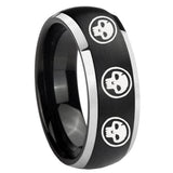 8mm Multiple Skull Dome Brushed Black 2 Tone Tungsten Mens Engagement Ring