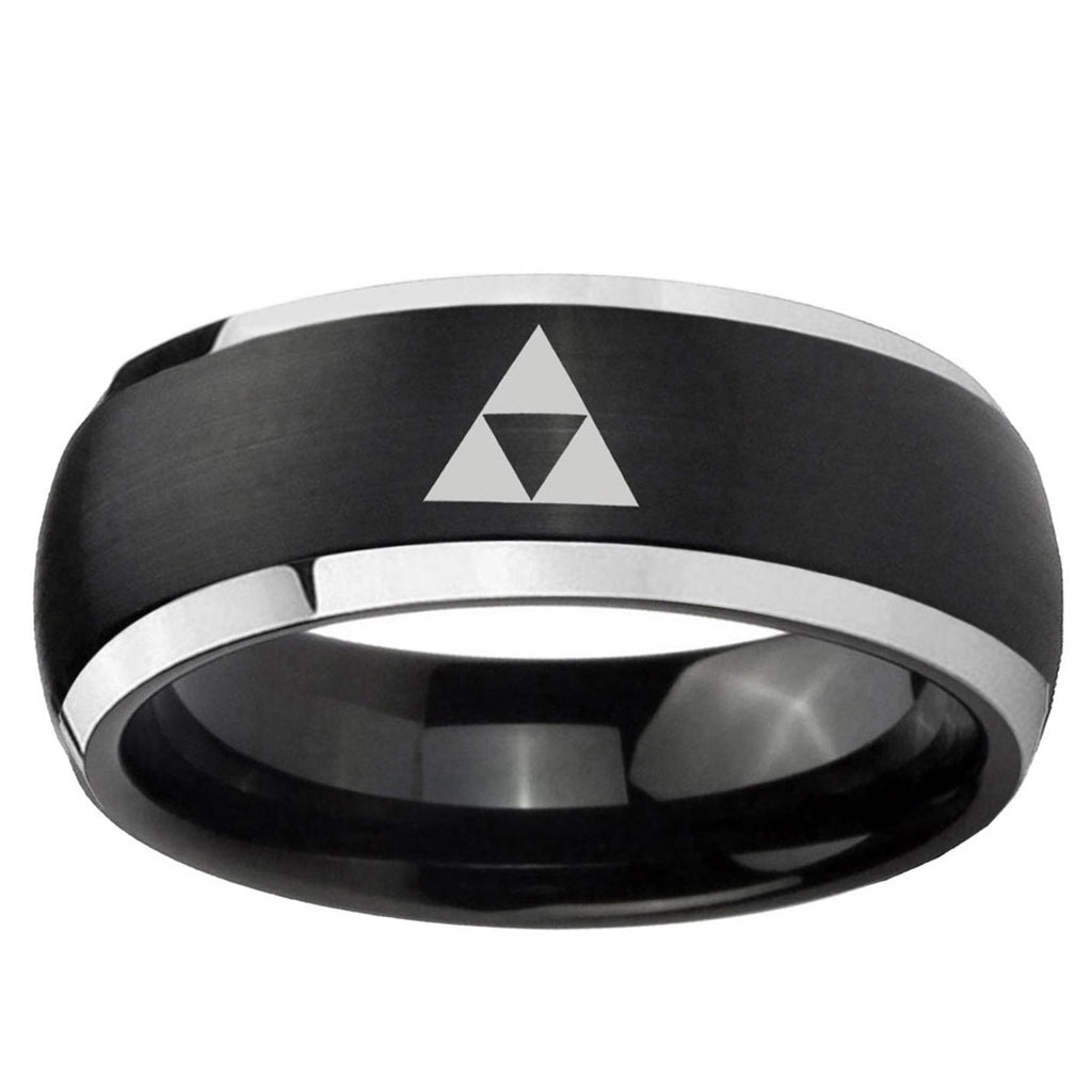 5mm Zelda Triforce Dome Brushed Black 2 Tone Tungsten Ring