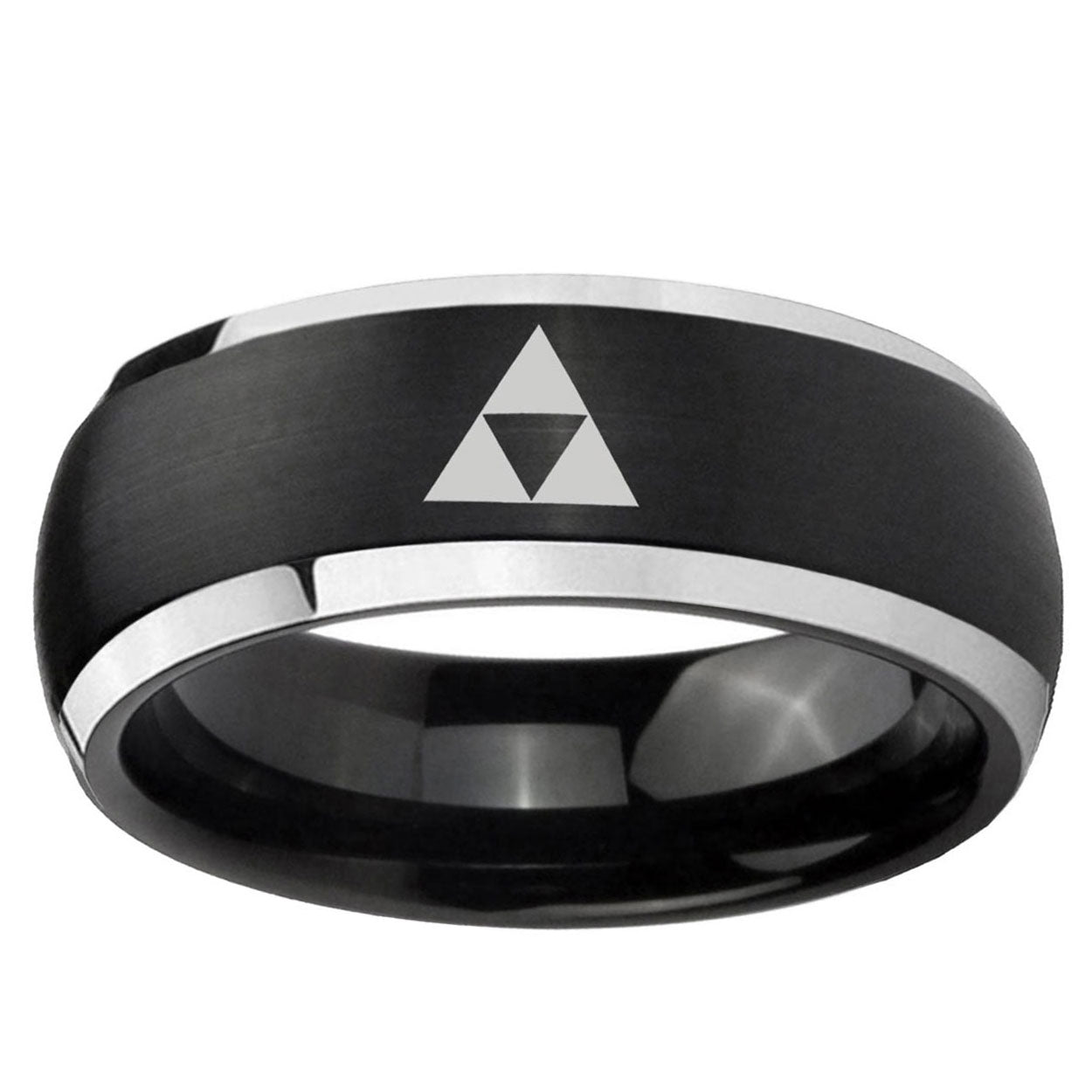 5mm Zelda Triforce Dome Brushed Black 2 Tone Tungsten Ring