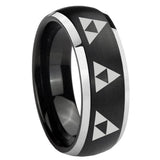 8mm Multiple Zelda Triforce Dome Brushed Black 2 Tone Tungsten Rings for Men