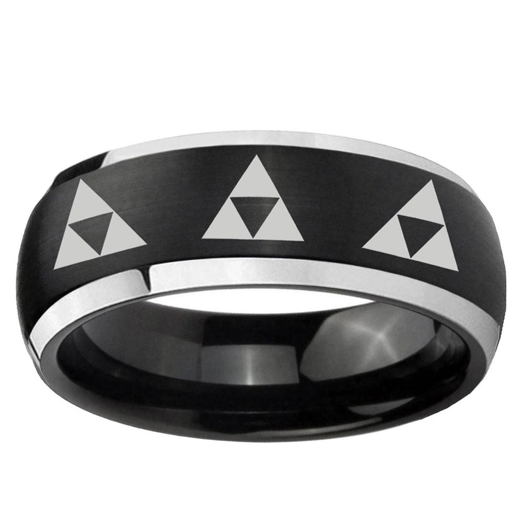 5mm Multiple Zelda Triforce Dome Black 2 Tone Tungsten Ring