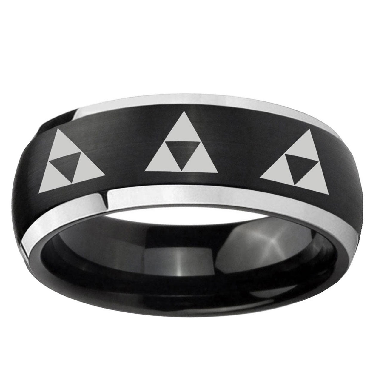 5mm Multiple Zelda Triforce Dome Black 2 Tone Tungsten Ring